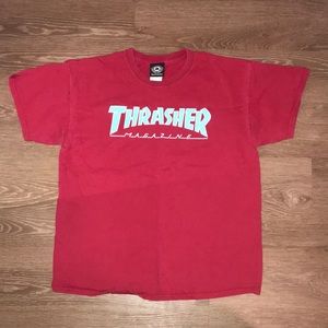Trasher short sleeve T shirt size : L  red white and blue colors